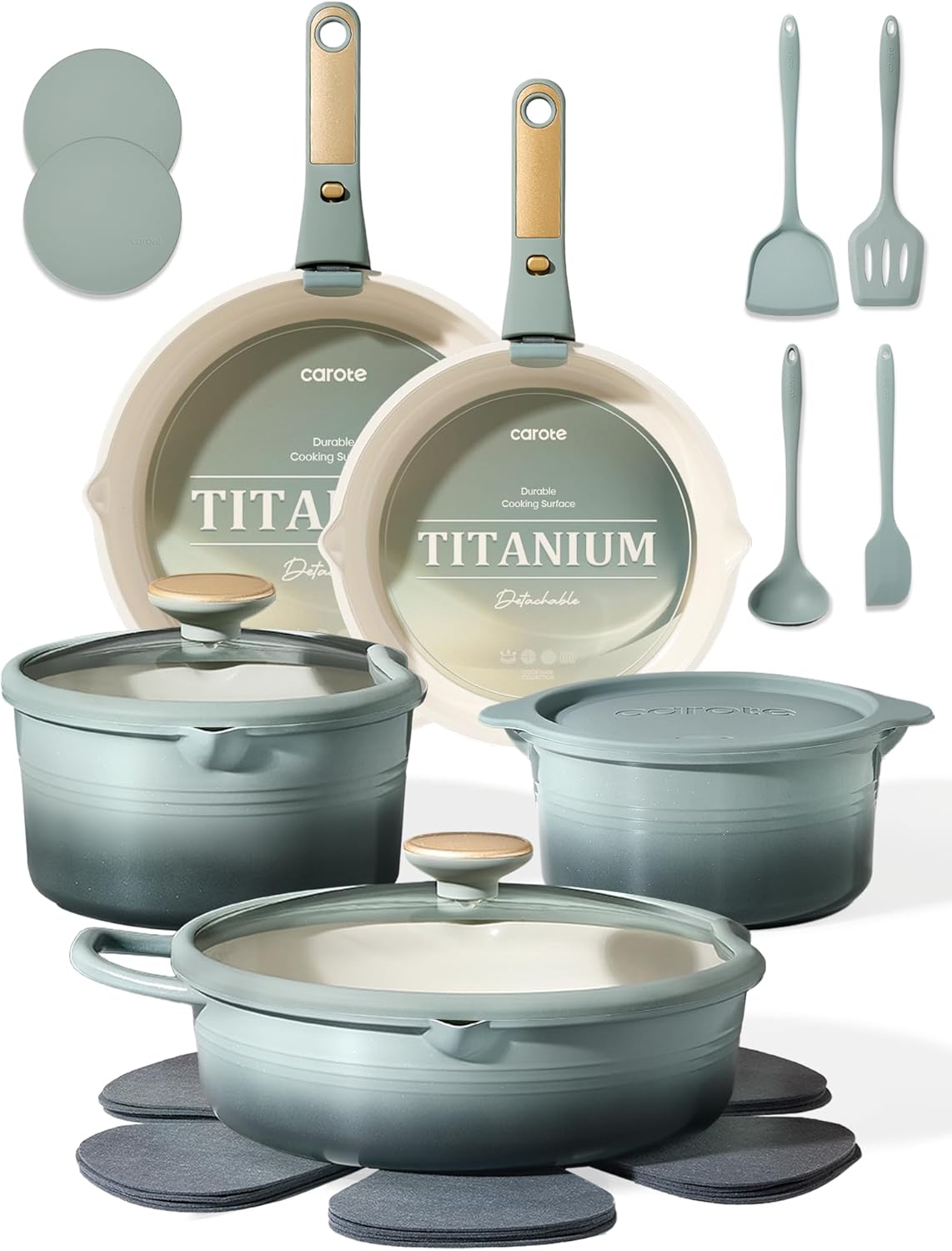 20-Piece Detachable Handle Cookware Set