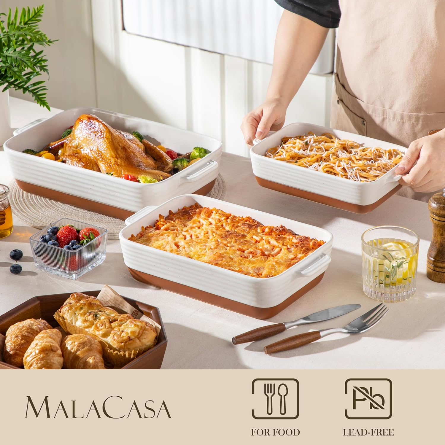 3-Piece Rectangular Ceramic Baking Dishes