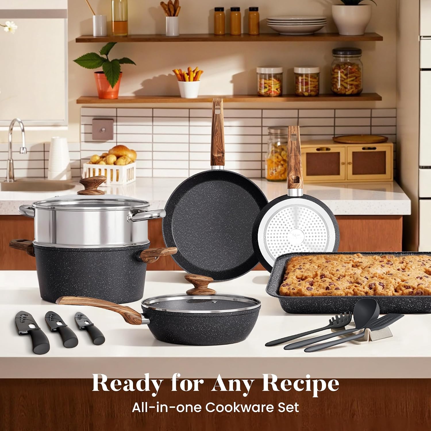 30-Piece Granite Cookware and Bakeware Set