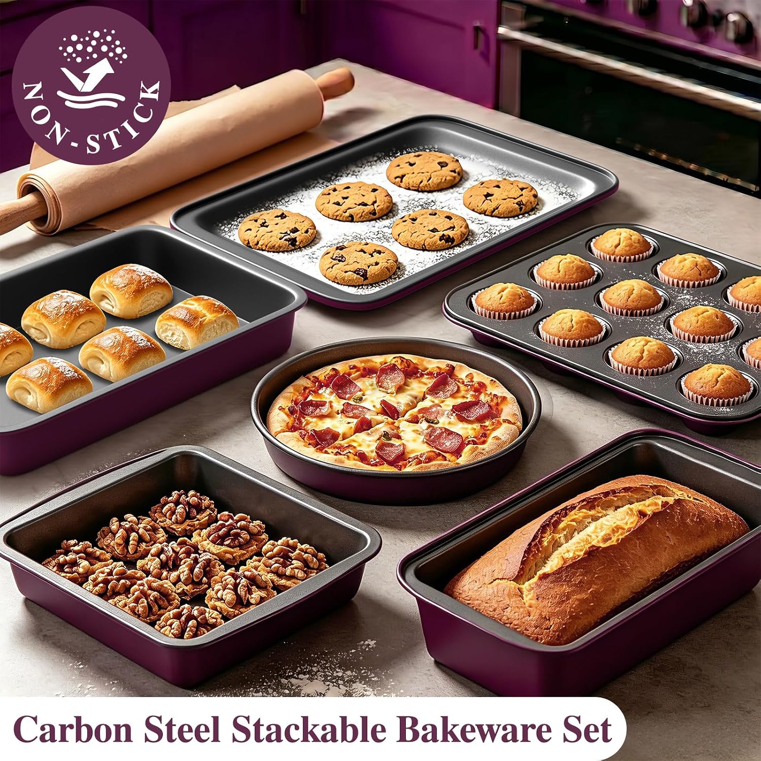 31-Piece Purple Induction Cookware Set