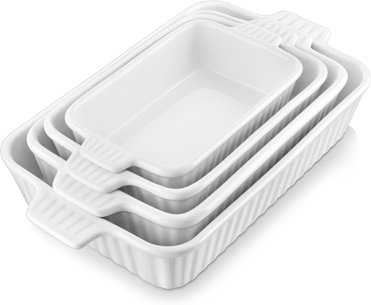 4-Piece White Ceramic Baking Dish Set