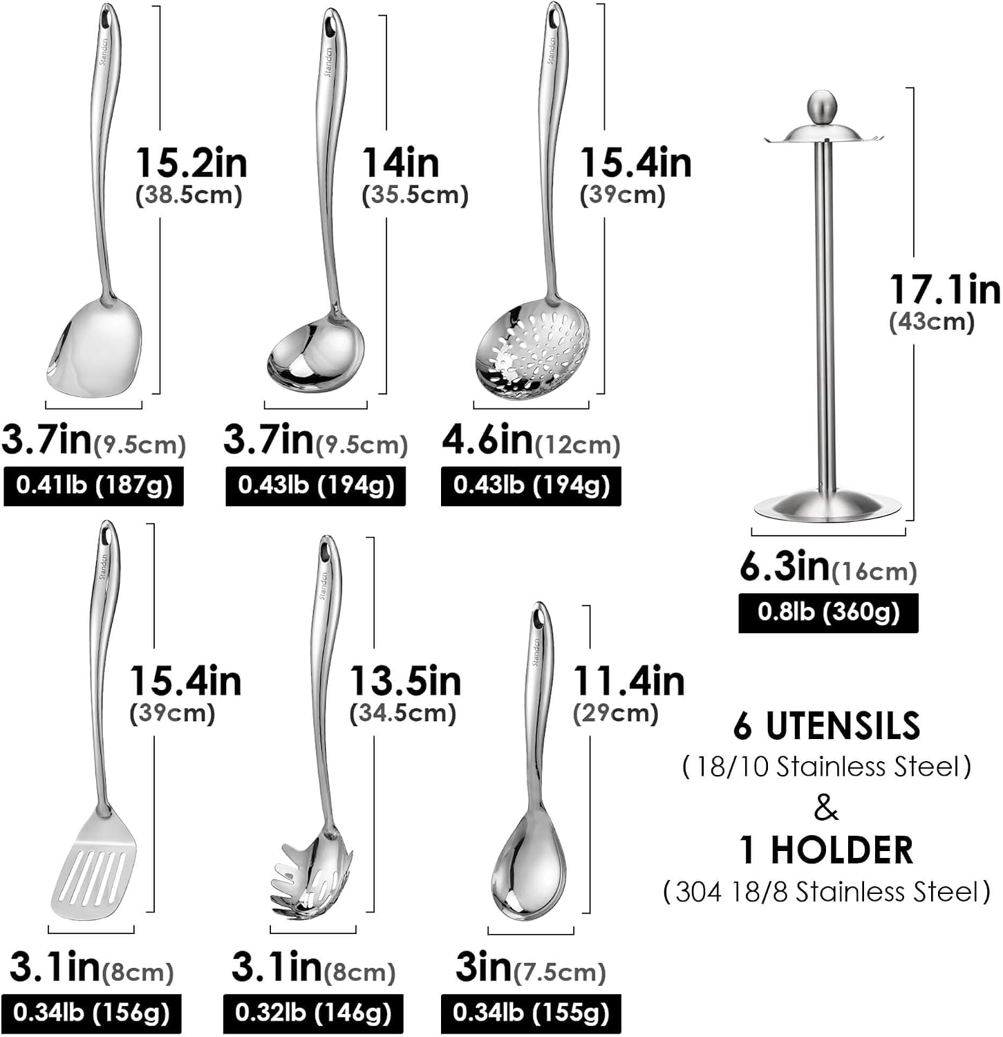 7-Piece Stainless Steel Utensil Set with Stand